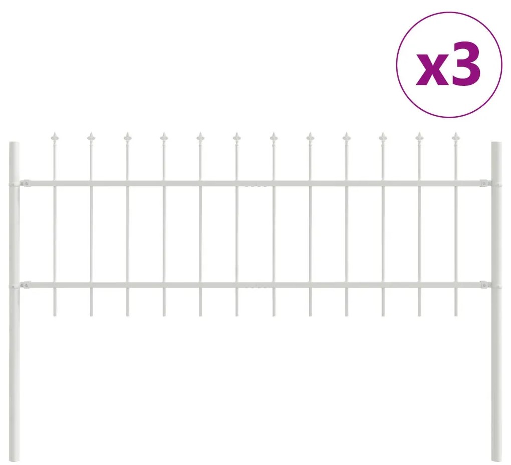 Kerti Kerítés Lándzsás Felsővel Fehér 5,1x0,6 m Acél