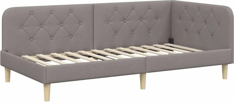 vidaXL Sarokágy keret fejtámlával Tópszínű 90 x 190 cm szövet
