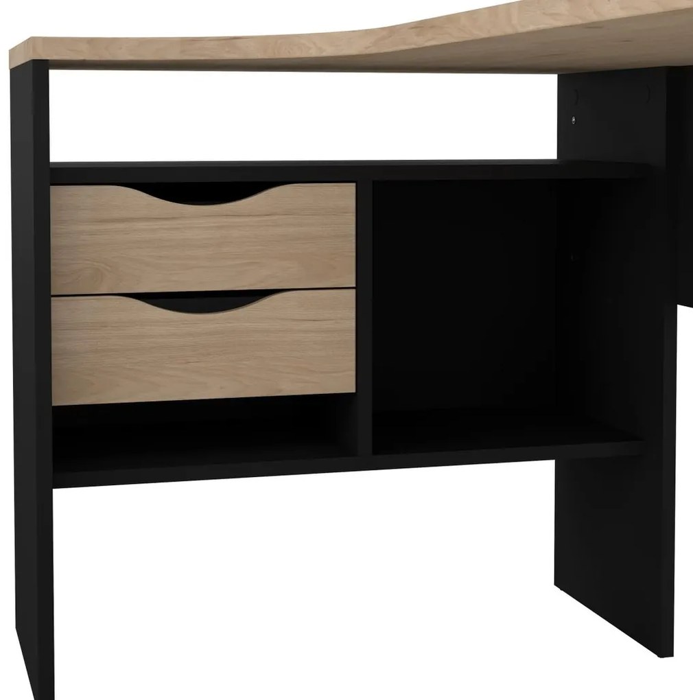 Felix Corner íróasztal, fekete matt / jackson hikorifa