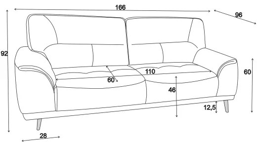 Kétszemélyes LIVORNO kanapé, fekete színű