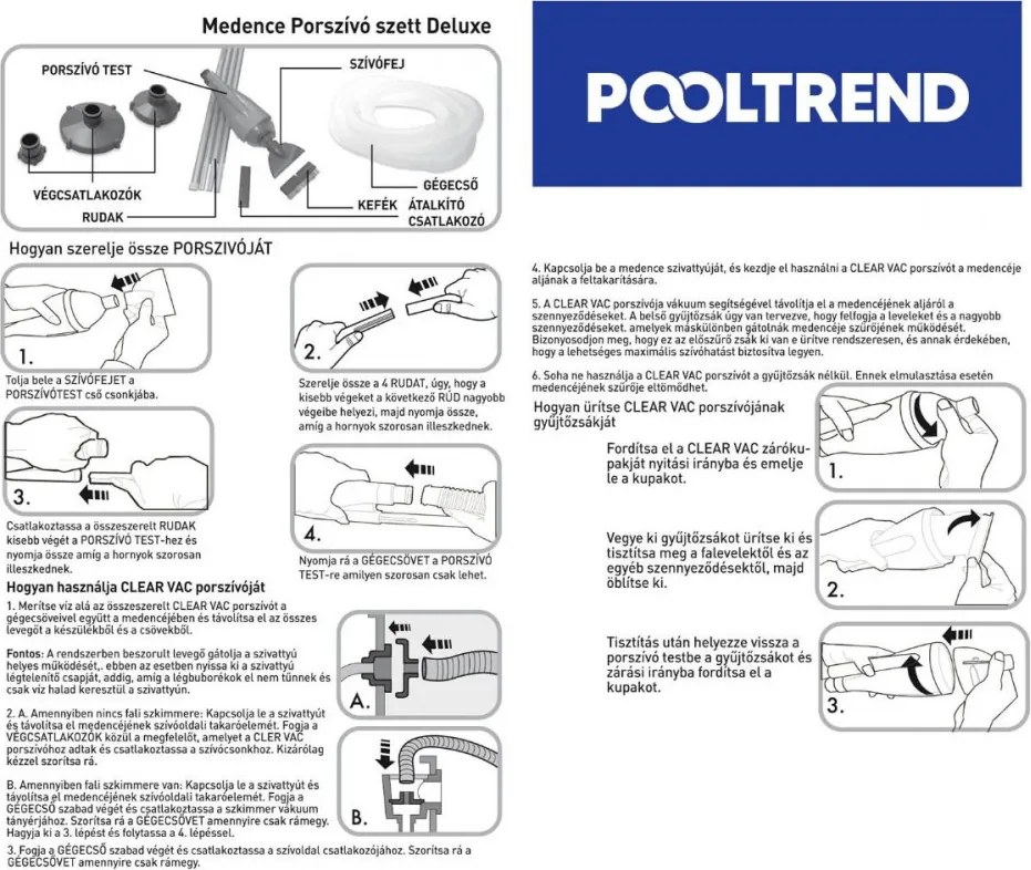 Pooltrend Kézi medence porszívó szett Deluxe