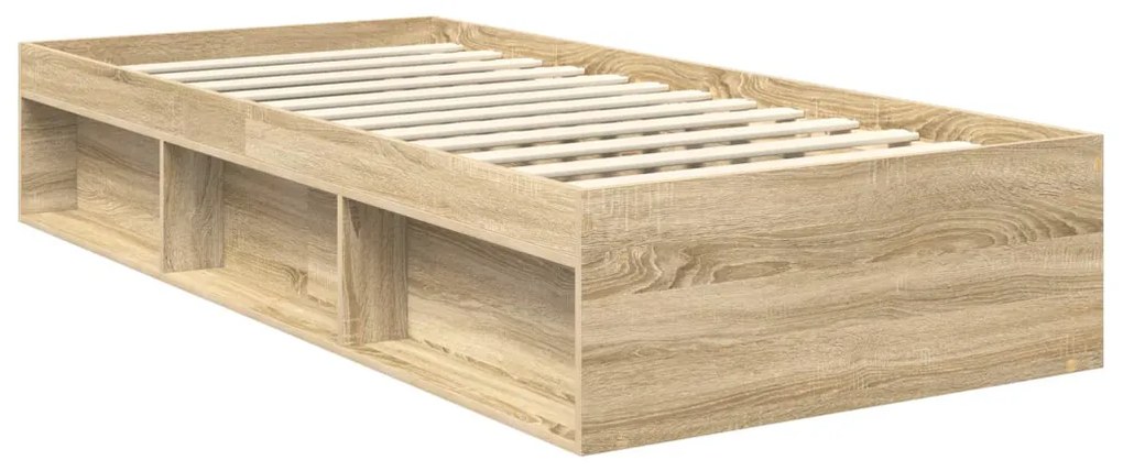 vidaXL Ágykeret matracmal Sonoma tölgy 90 x 200 cm Tömör fenyőfa