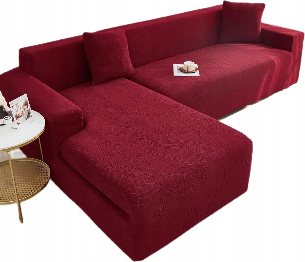 2 személyes kanapé huzat rugalmas jacquard ágytakaró bordó 140x185 cm