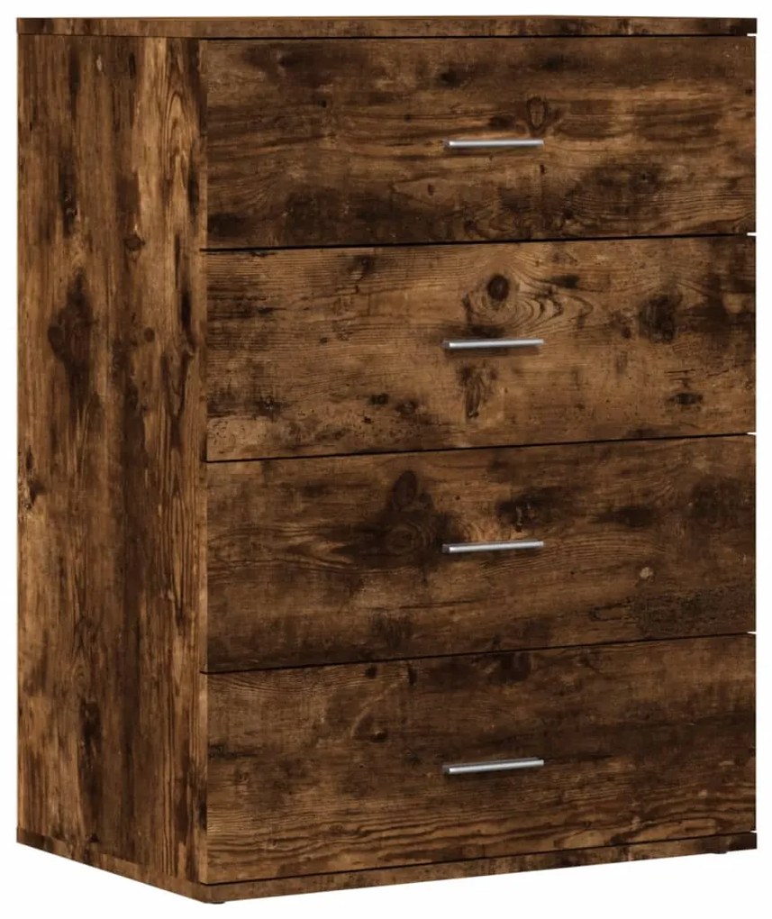 2 db füstös tölgy színű szerelt fa tálalószekrény 60x39x80 cm