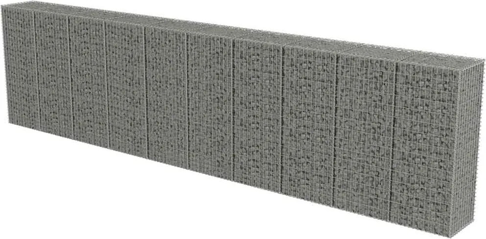 vidaXL horganyzott acél gabion fal fedéllel 600 x 50 x 150 cm