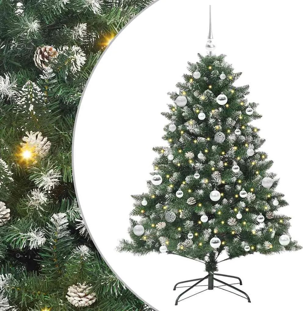 vidaXL Mű karácsonyfa 150 LED-del Zöld 150 cm PVC és Műanyag és Acél