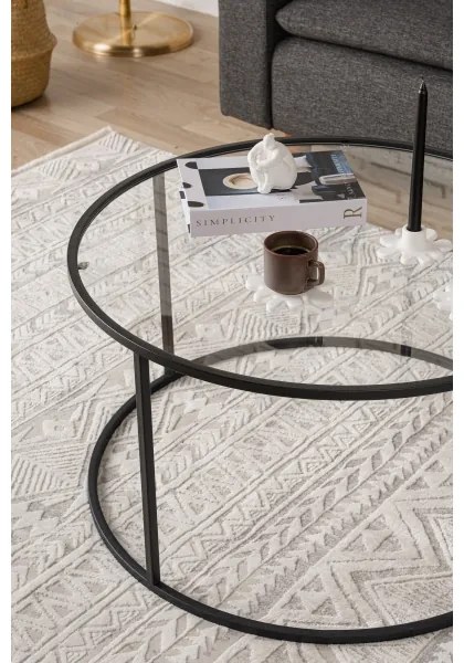 Kávésasztal BERLIN 45x80 cm fekete/átlátszó