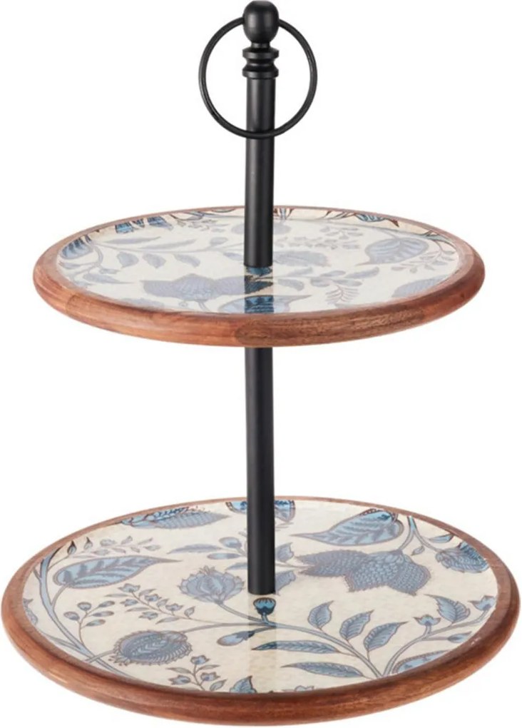 Kétszintes mangófa kínáló Dekoratív mintával, 43 cm Eredeti Minta