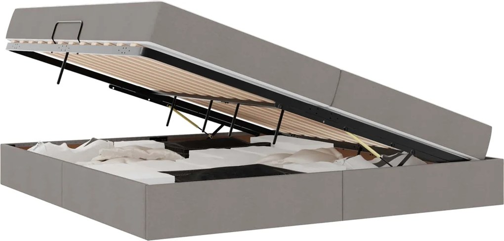 vidaXL Ágy tárolóval és matraccal Tópszínű 200 x 200 cm Poliészter