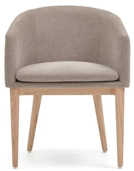 Bézs kárpitozott karfás étkezőfotel Harlan – Kave Home