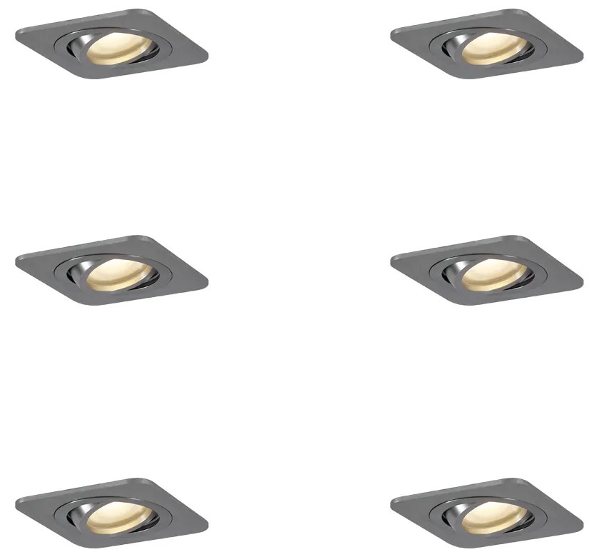 6 darabos, lekerekített, süllyesztett, ágyúszürke spotlámpa készlet GU10 50mm állítható IP44 - Alberto