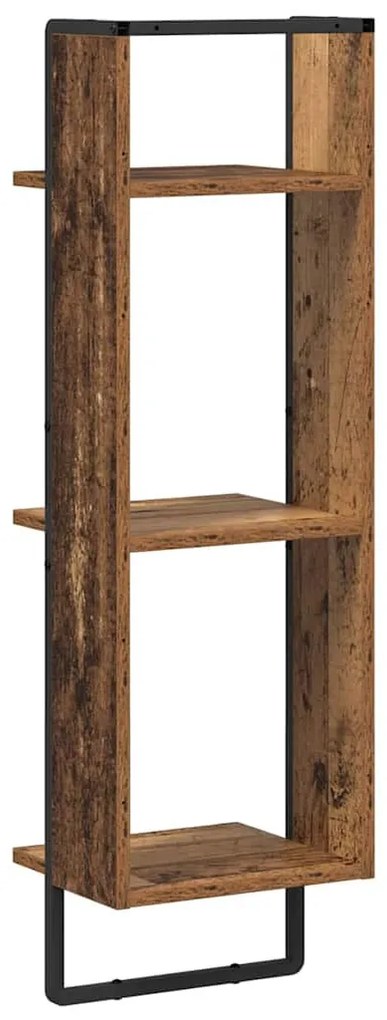 vidaXL Falpolc polcokkal tárolóval Öreg fa 30 x 25 x 100 cm Faanyag