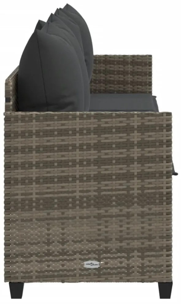 szürke polyrattan napozóágy párnával