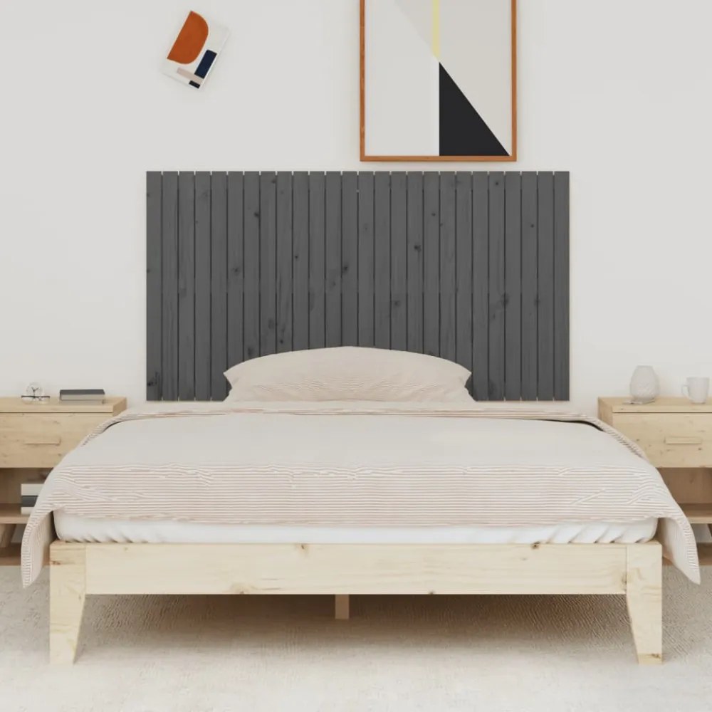 szürke tömör fenyőfa fali fejtámla 166x3x90 cm