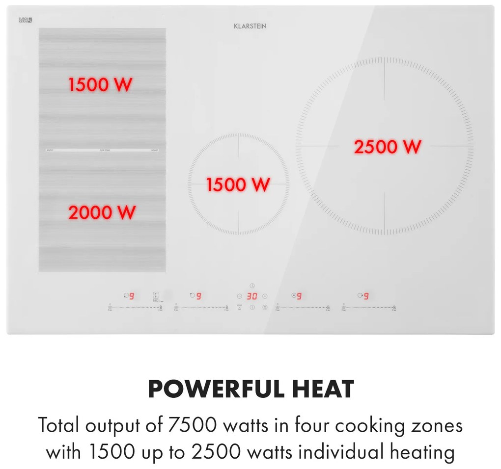 Klarstein Delicatessa 77 Hybrid, beépített indukciós főzőlap, 7000 W, 4 zóna