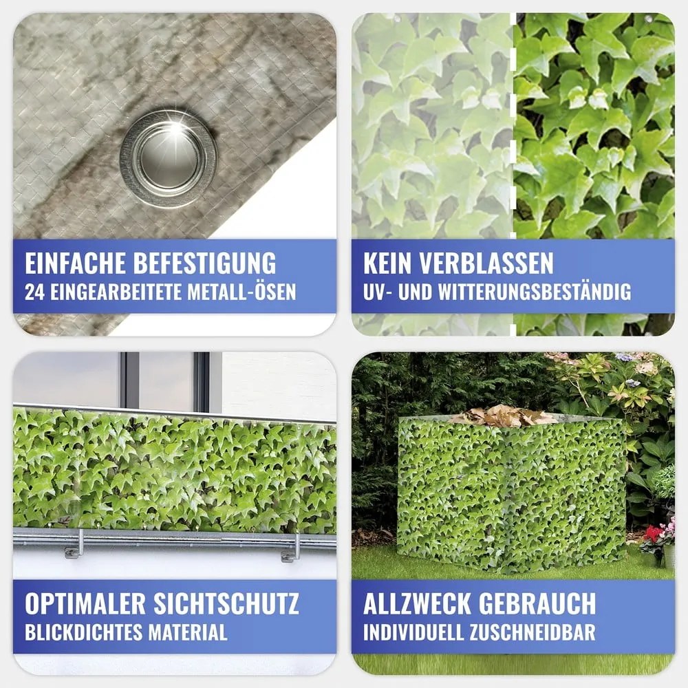 Zöld műanyag belátásgátló erkélyre 500x85 cm Wilder Wein – Maximex