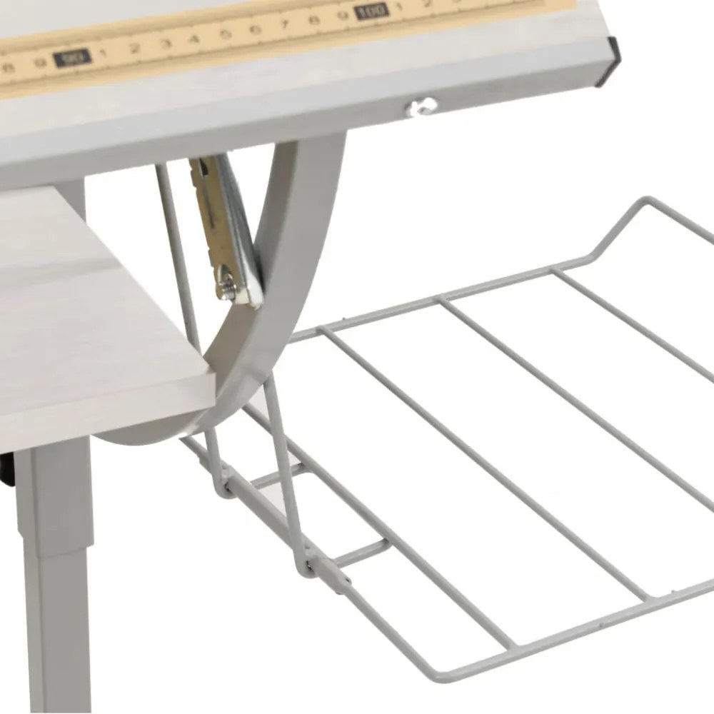 fehér-szürke szerelt fa és acél íróasztal 110 x 53 x (58-87) cm