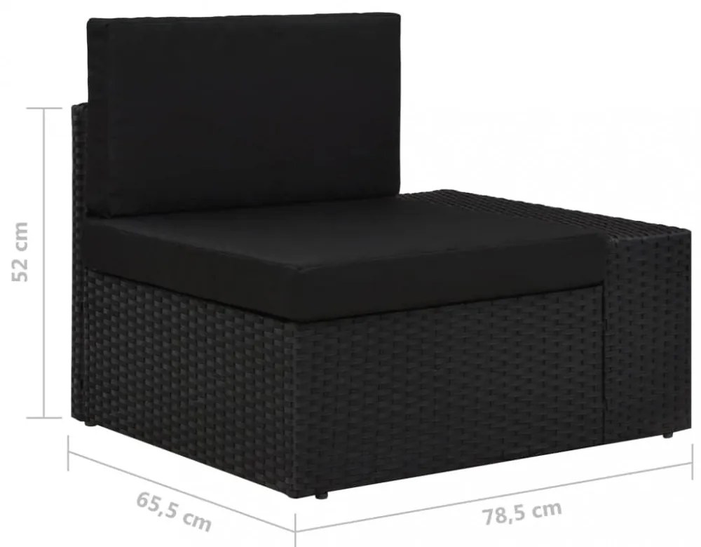 vidaXL 2 személyes fekete elemes polyrattan kanapé
