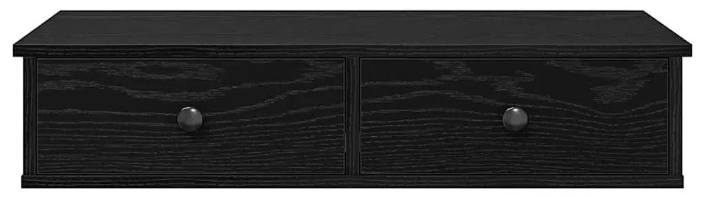 Falipolc fiókokkal fekete 80x31x17 cm műszaki fa