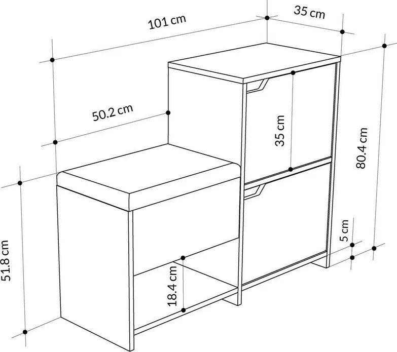 Haven Oak és Anthracite cipőtartó