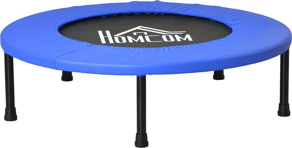 HOMCOM Fitness Trampolin Ø81 cm Acél Trampolin Biztonsági Párnával és 28 Rugóval Beltéri és Kültéri Edzésekhez 100 kg Teherbírás 81x81x22,5 cm Fekete
