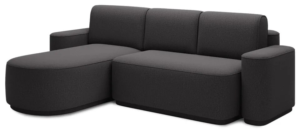 Sötétszürke zsenília kinyitható-tárolóhelyes sarokkanapé (bal oldali-heverő résszel) Aurumm – ELTAP