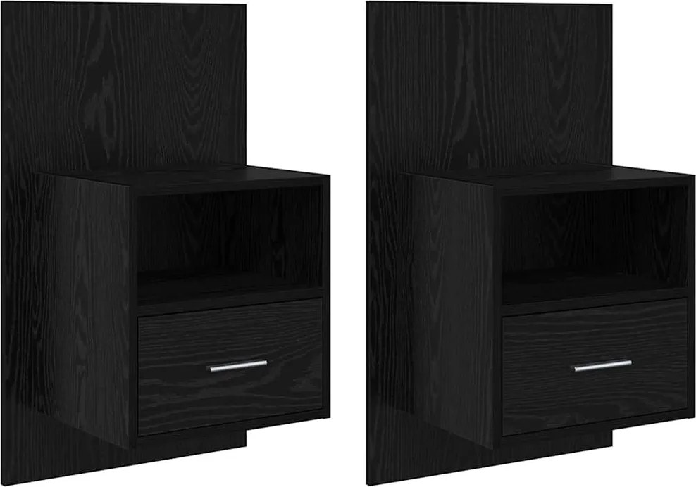 vidaXL Éjjeliszekrény 2 pcs Fekete tölgy 50 x 32.5 x 80cm Faanyag