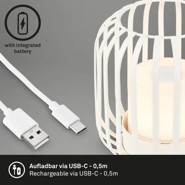 Brilo - LED Dimmelhető újratölthető asztali lámpa LED/2W/5V IP44 fehér