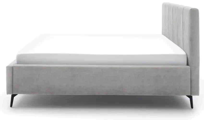 Világosszürke kárpitozott ágyneműtartós franciaágy ágyráccsal 180x200 cm Lizzano – Meise Möbel