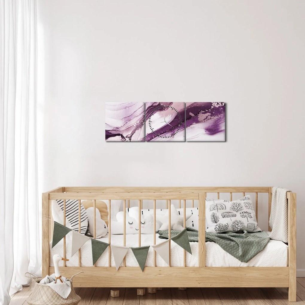 Kép - Lila folyadék művészet (órával) (90x30 cm)
