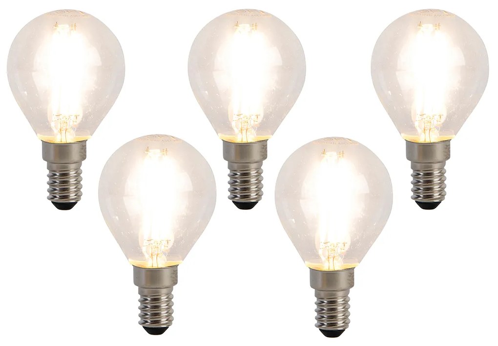 5 darabos E14 LED Filament izzókészlet P45 4W 470 lm 2700K