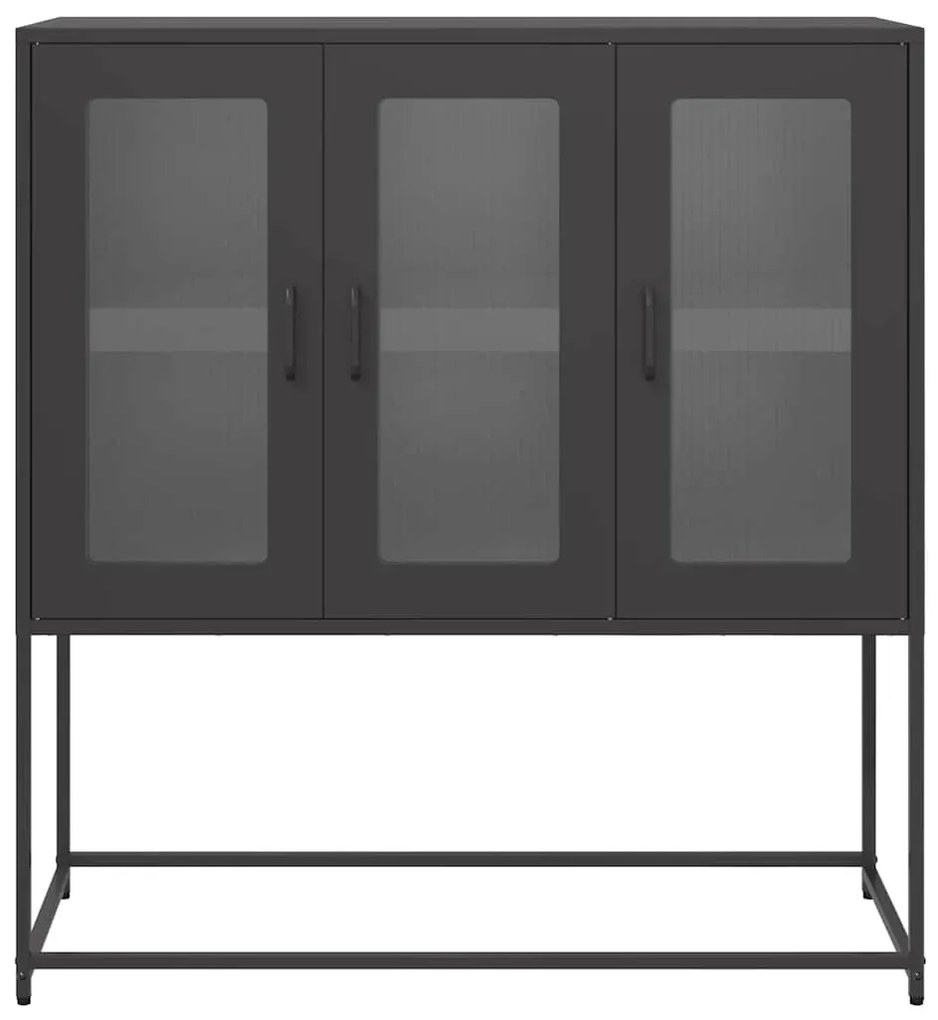fekete hidegen hengerelt acél tálalószekrény 100,5x39x107 cm