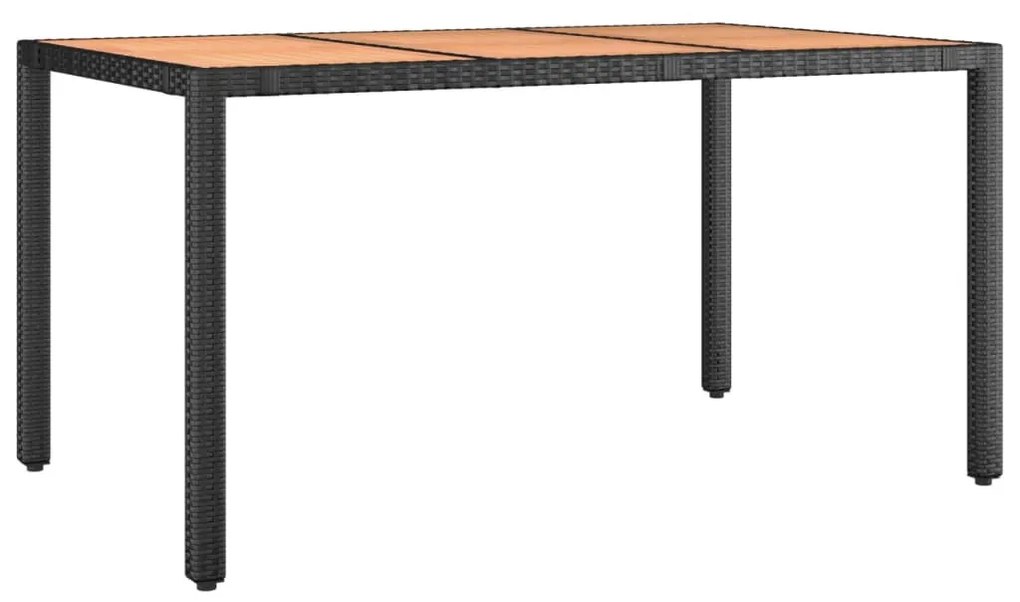 7 részes fekete polyrattan kerti bisztrógarnitúra párnákkal