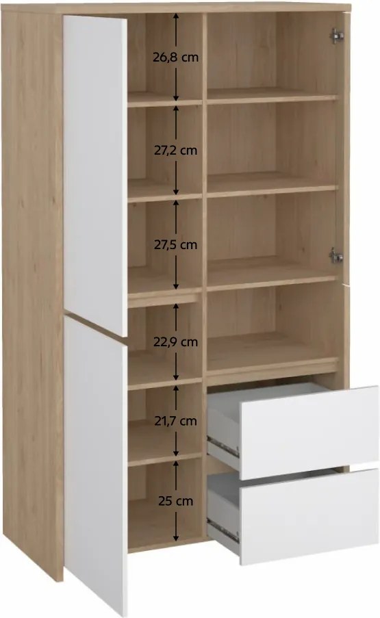 Vitrin, hickory tölgy/extra magasfényű fehér, NEXT 50317