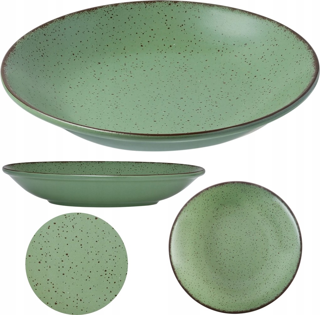 Mélytányér kerek leveshez 23 cm zöld porcelán Terra Green