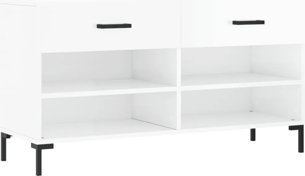 vidaXL magasfényű fehér szerelt fa cipőpolc 102x35x55 cm