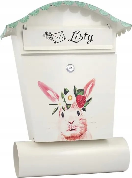 Kézzel Festett Postaláda Nyuszi Tubussal