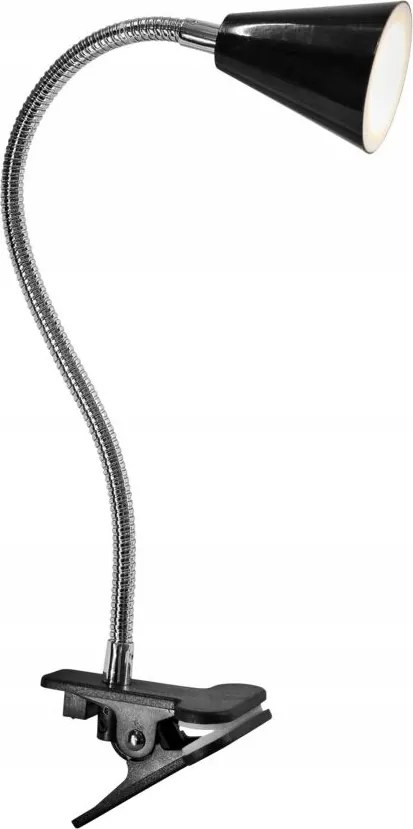 Asztali lámpa LED-es klipszes, fekete, kapoccsal