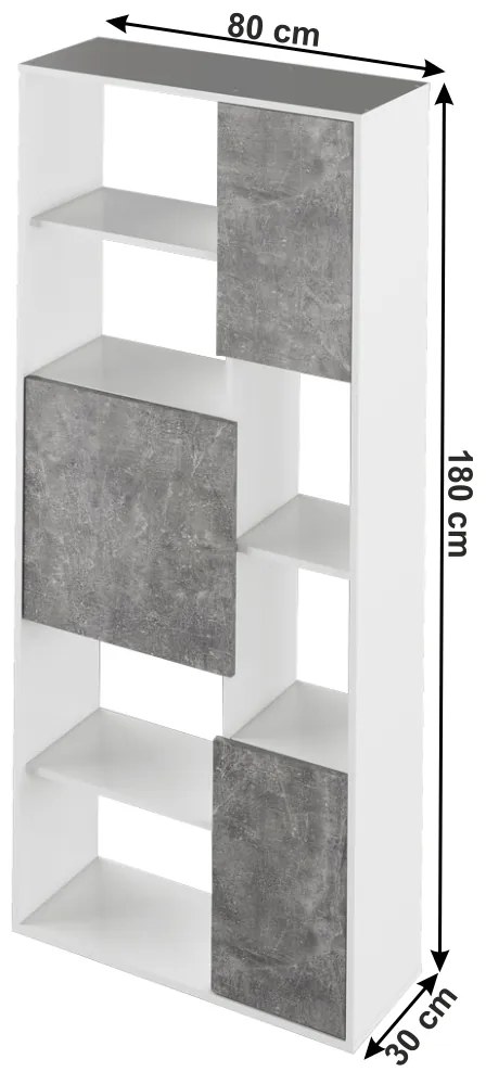 Polcos szekrény Umini (fehér + beton). 1016645