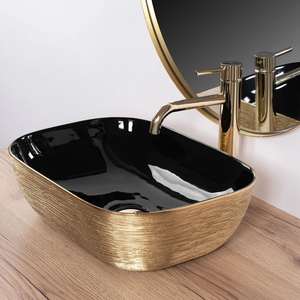 Pultos mosdókagyló Rea Belinda BLACK GOLD BRUSH