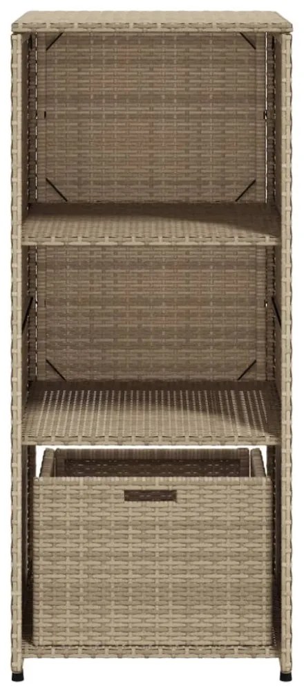 bézs polyrattan kerti tárolószekrény 50 x 55 x 115 cm