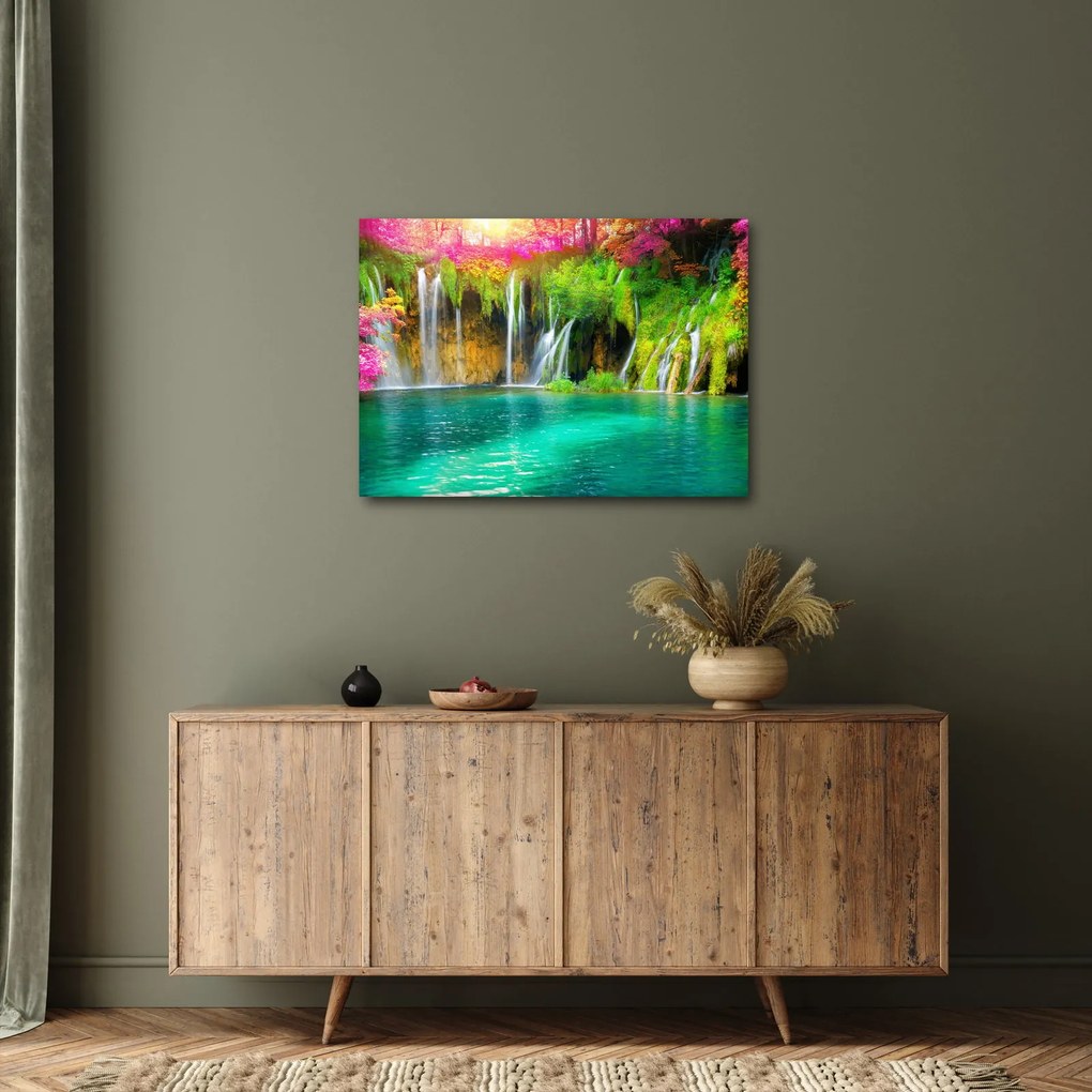 Kép - vízesés, Plitvicei-tavak, Horvátország (70x50 cm)