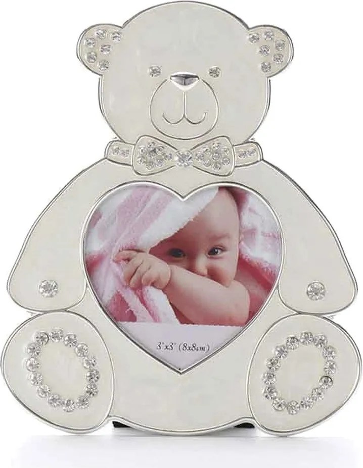 Gyerek képkeret fehér maci 8x8 cm