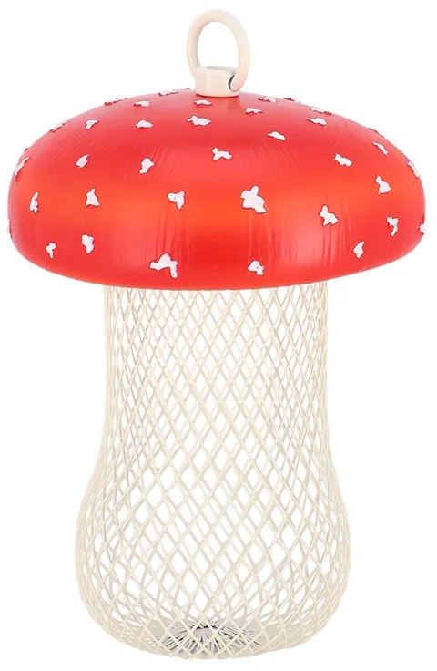 Légyölő galóca gomba alakú mogyorótartó madáretető, 13 x 17 cm