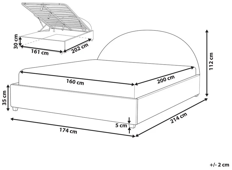 Franciaágy 160 cm Vissarion (szürke) (ágyráccsal és tárolóhellyel). 1076343