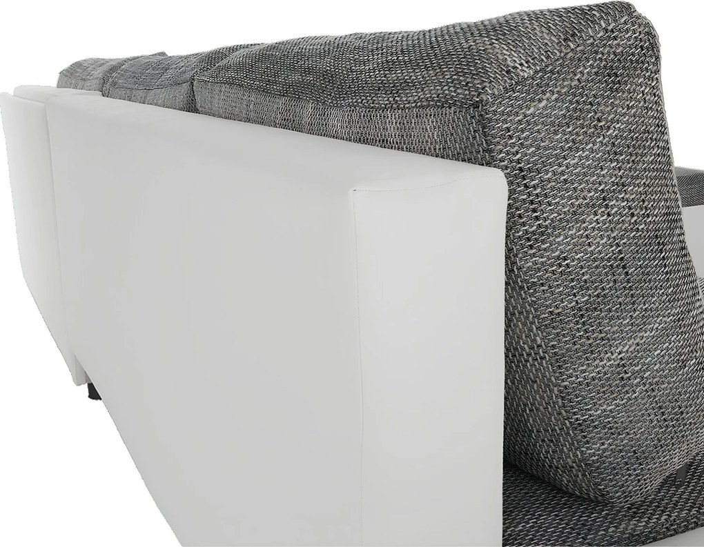 Ülőgarnitúra, műbőr fehér/szövet szürke melír, TONIKS