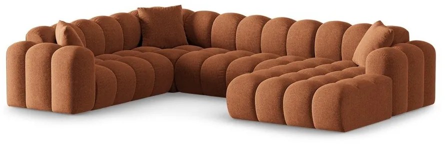 Terrakotta színű zsenília sarokkanapé (bal oldali-U alakú) Treno – Cosmopolitan Design