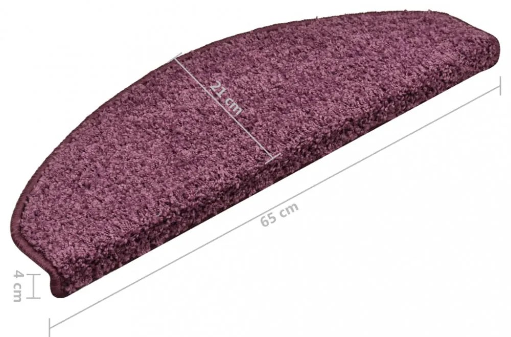 15 db sötétlila lépcsőszőnyeg 65 x 21 x 4 cm