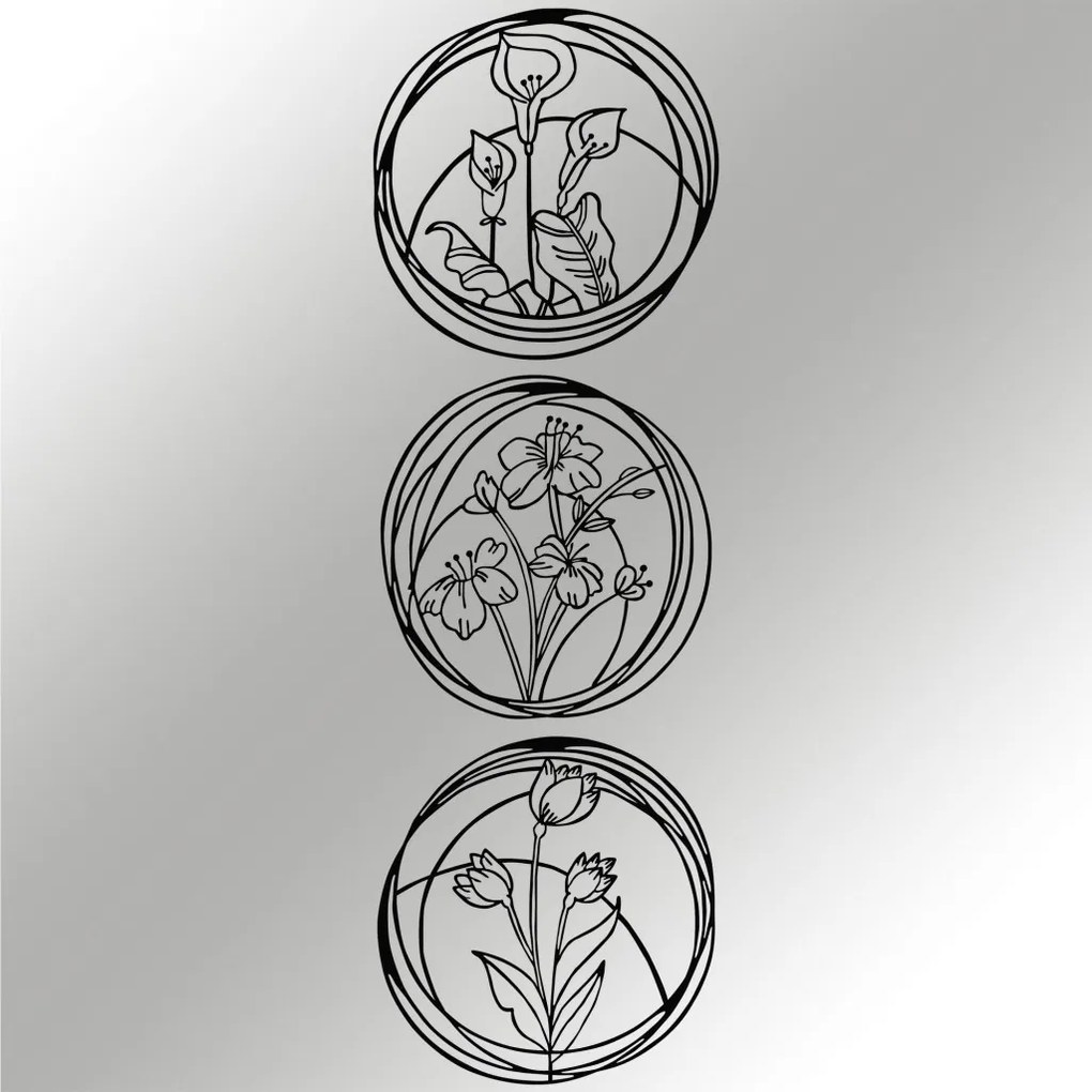 Flowers fém fali dekoráció, 146×49 cm
