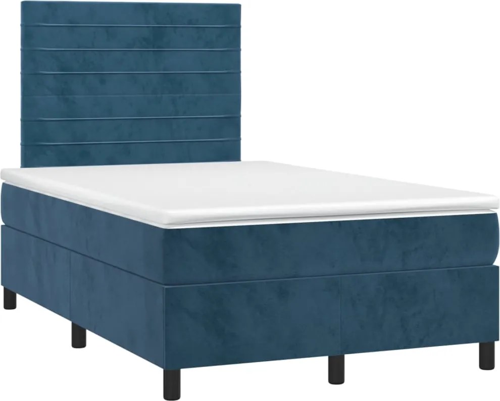 vidaXL sötétkék bársony rugós ágy matraccal 120x190 cm
